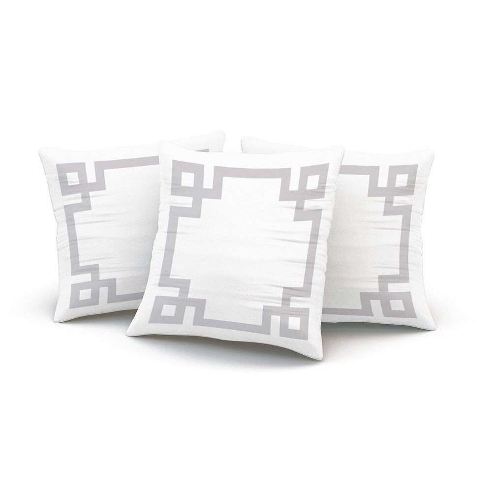 9638 Custom Fashion Home Decor Pillowcase Gray and White Greek Key Border - Picture 3 of 4